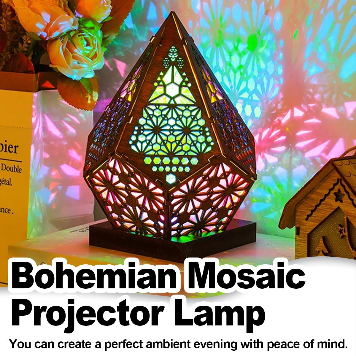 Usb Bohemian Led Projektion Tisch Lampe Projektor Retro Stern Licht Nacht Atmosphäre Dekorative Heim Boden 3D bunter Holztisch
