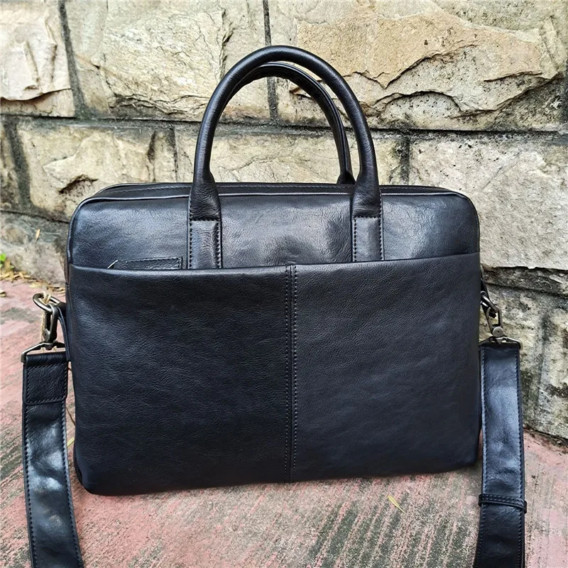 Vintage schwarz kaffee braun vollkorn gemüse gegerbt echtes leder männer a4 umhängetasche portfolio highend m6386