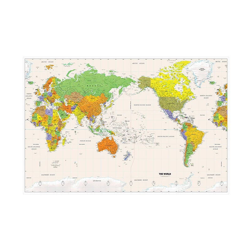 150x100cm The World Map Retro Wall Art Poster Non-woven Canvas Painting Home Decoration School Study, Office Supplies