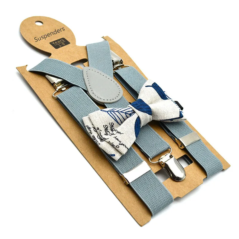 Bretelle per bambini di alta qualità Cintura per bambini in tinta unita Set papillon Bretelle regolabili per bambini Clip-on Y-Back Bretelle elastiche