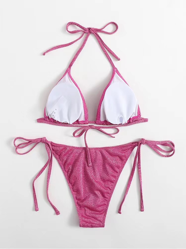 Shiny Sexy Bikini Set Dreieck Bikinis Bandage Badeanzug Frauen Zwei Stück Bademode Sommer Biquini Neue Bademode Push-Up Bikini