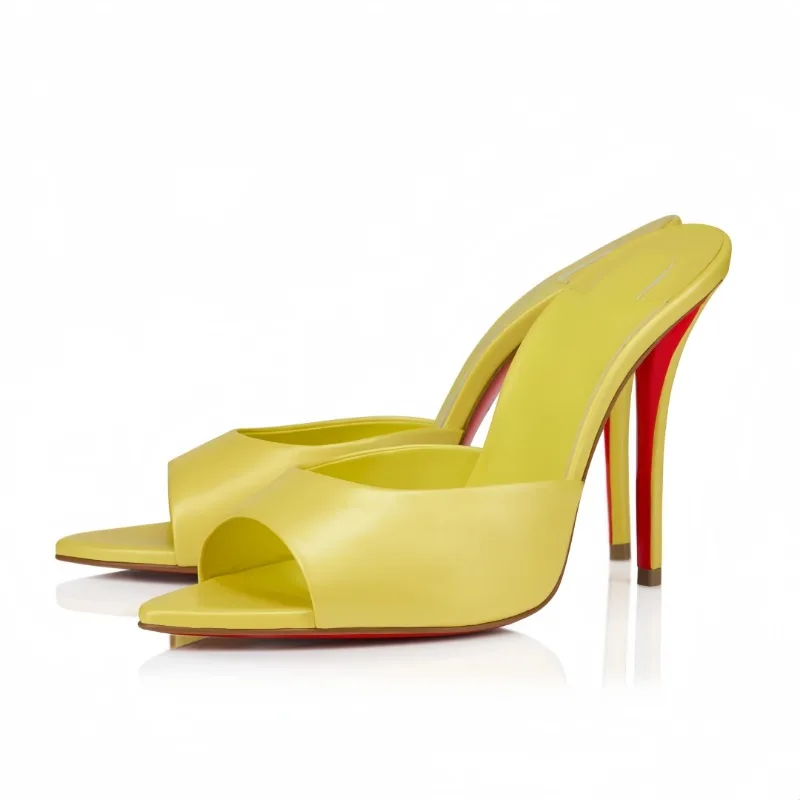 European and American Minimalist and Versatile High-heeled Pointed Slippers for Women, Sexymesh Fabricrhinestone Setfoot Sandals