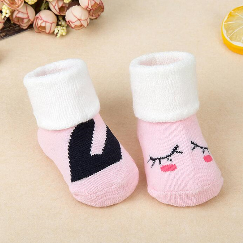 Meias de bebê meninas menino grosso quente terry meia recém-nascidos crianças chinelo inverno bonito adorável crianças coelho cão animal