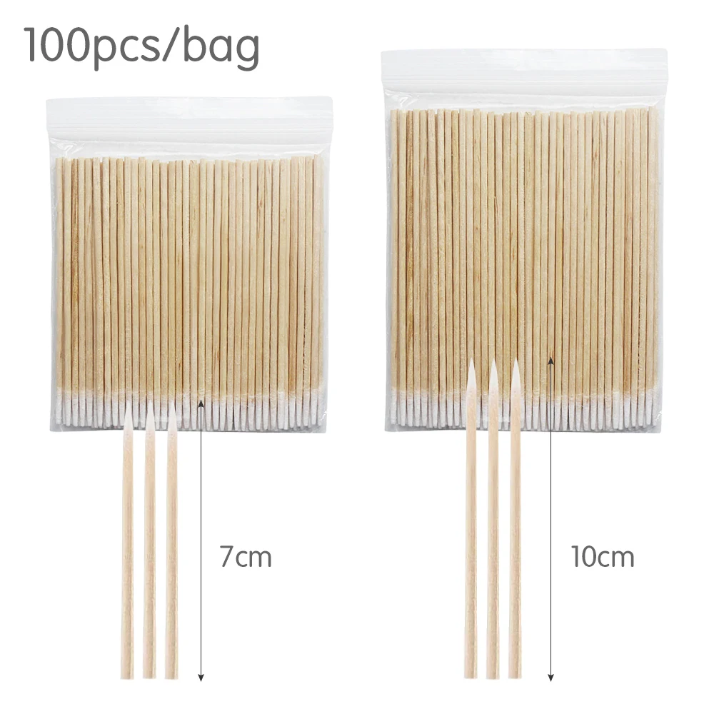 500/1000 pçs cotonete de algodão de madeira limpeza microbrush cílios algodão fino varas botões ponta unhas orelha palito maquiagem cola remoção