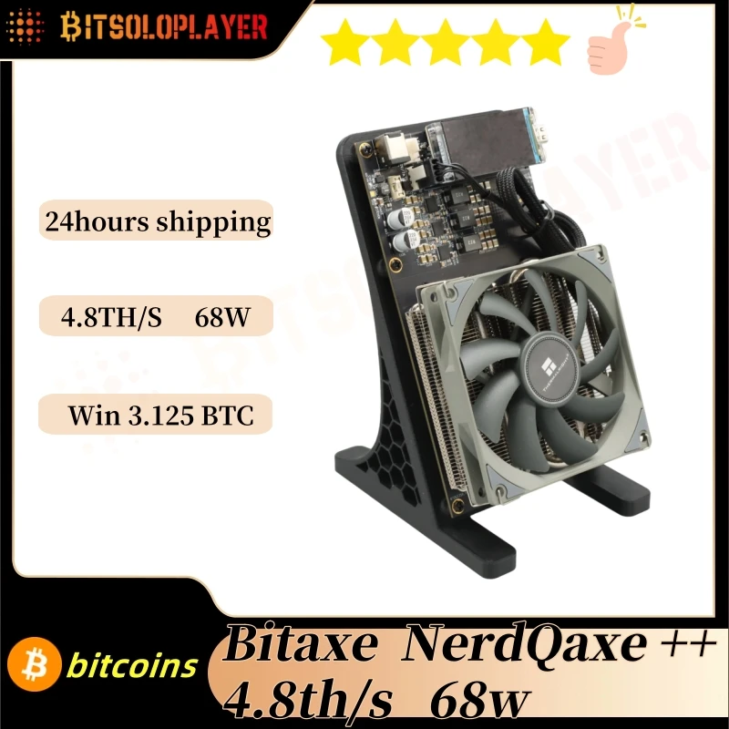 Bitaxe NerdQaxe++ 4.8TH/s 68w Bitcoins Miner 4 PCS BM1370 Asic Chip Solo BTC miner com fonte de alimentação de 120 W