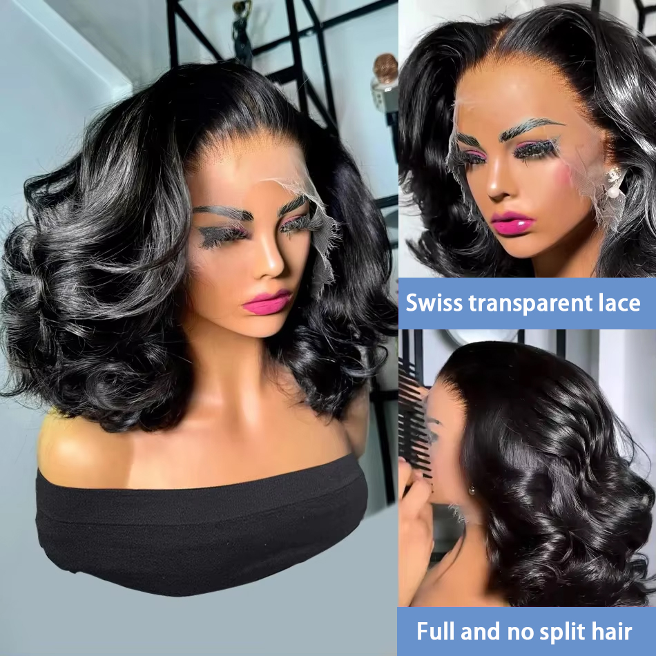Körperwelle Kurze Bob Körperwelle Spitze Frontal Perücke 13x4 Spitze Frontal Perücke Brasilianische 100 % Remy Echthaar Perücken für Frauen Dichte 200
