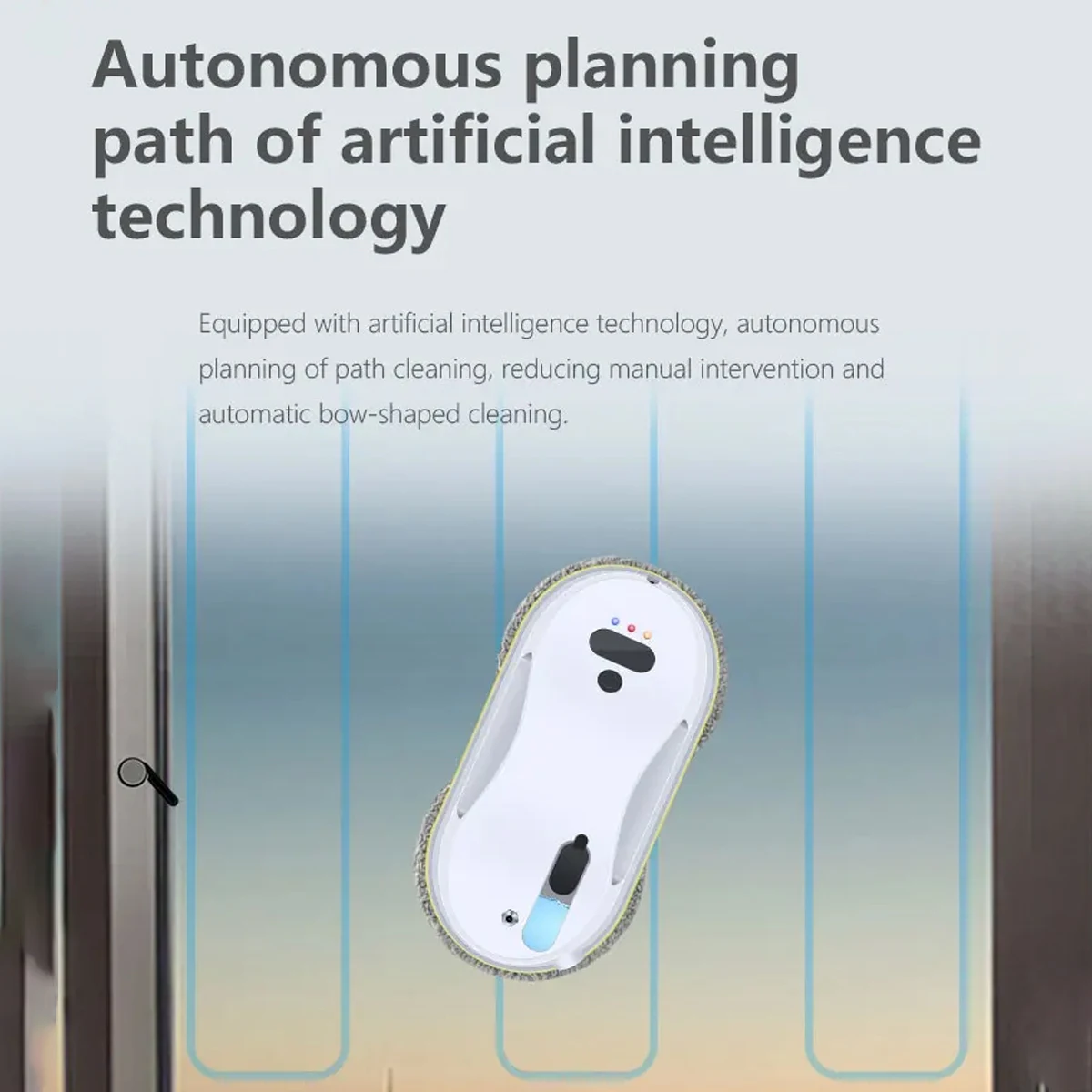 Intelligent Window Cleaning Robot Ultrasonic Atomization Water Spray 5600Pa Super Suction