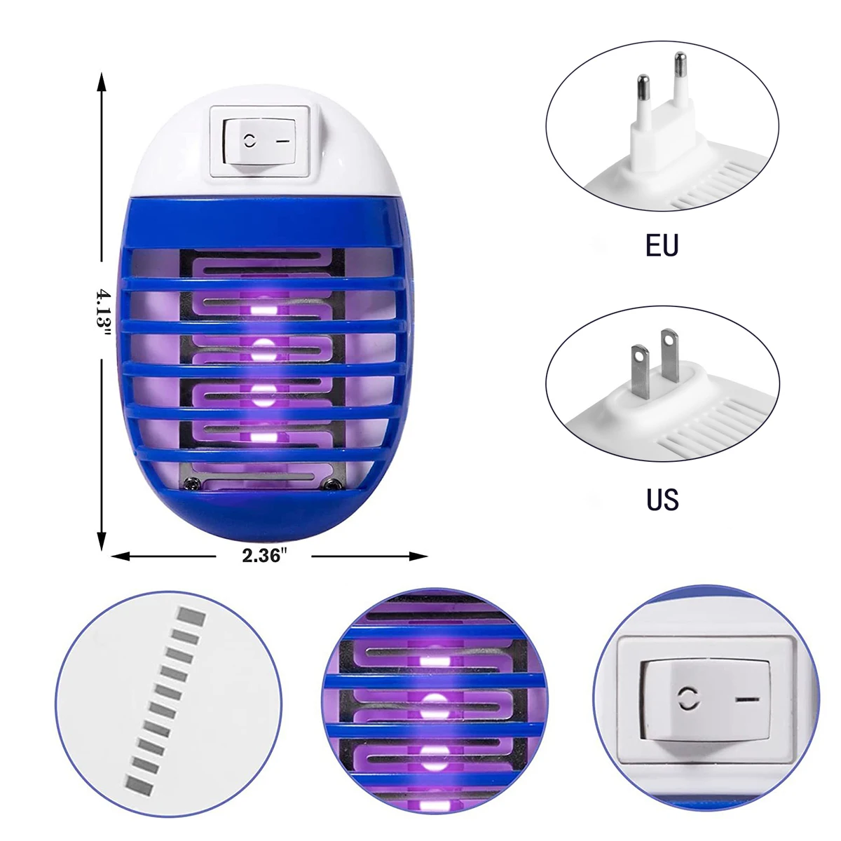 2/4/6Pcs LED Socket Mosquito Killer Lamp US/EU Plug Electric Mosquito Fly Bug Insect Trap Killer Night Lamp