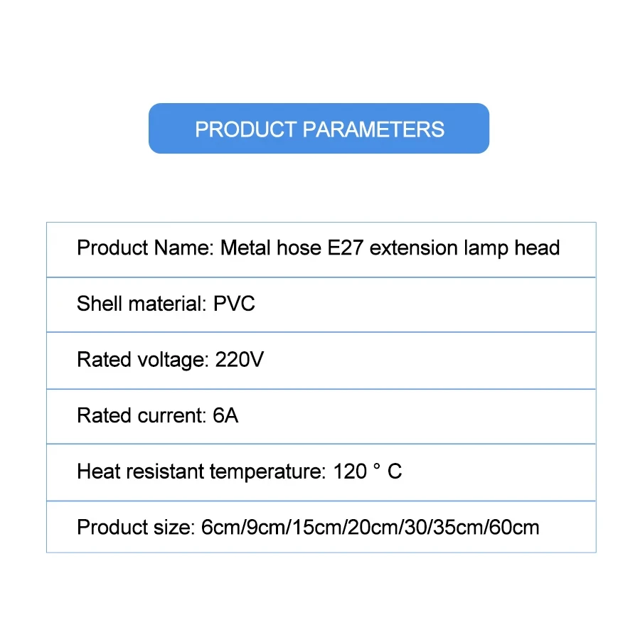 Portalampada flessibile per estensione lampadina a LED da E27 a E27 20CM 30CM 40CM 50CM 60CM Portalampada convertitore base lampada a LED portalampada