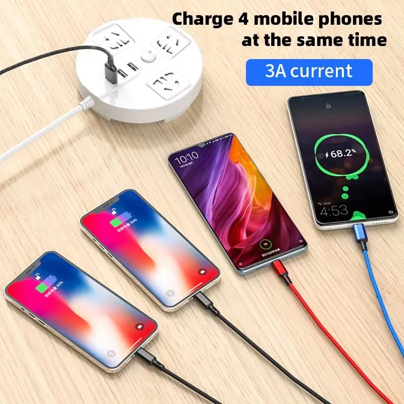 3 em 1/ 4 em 1 usb para tipo c micro cabo de carregamento rápido 3a cabo de dados de telefone de carga rápida para xiaomi redmi oneplus iphone huawei
