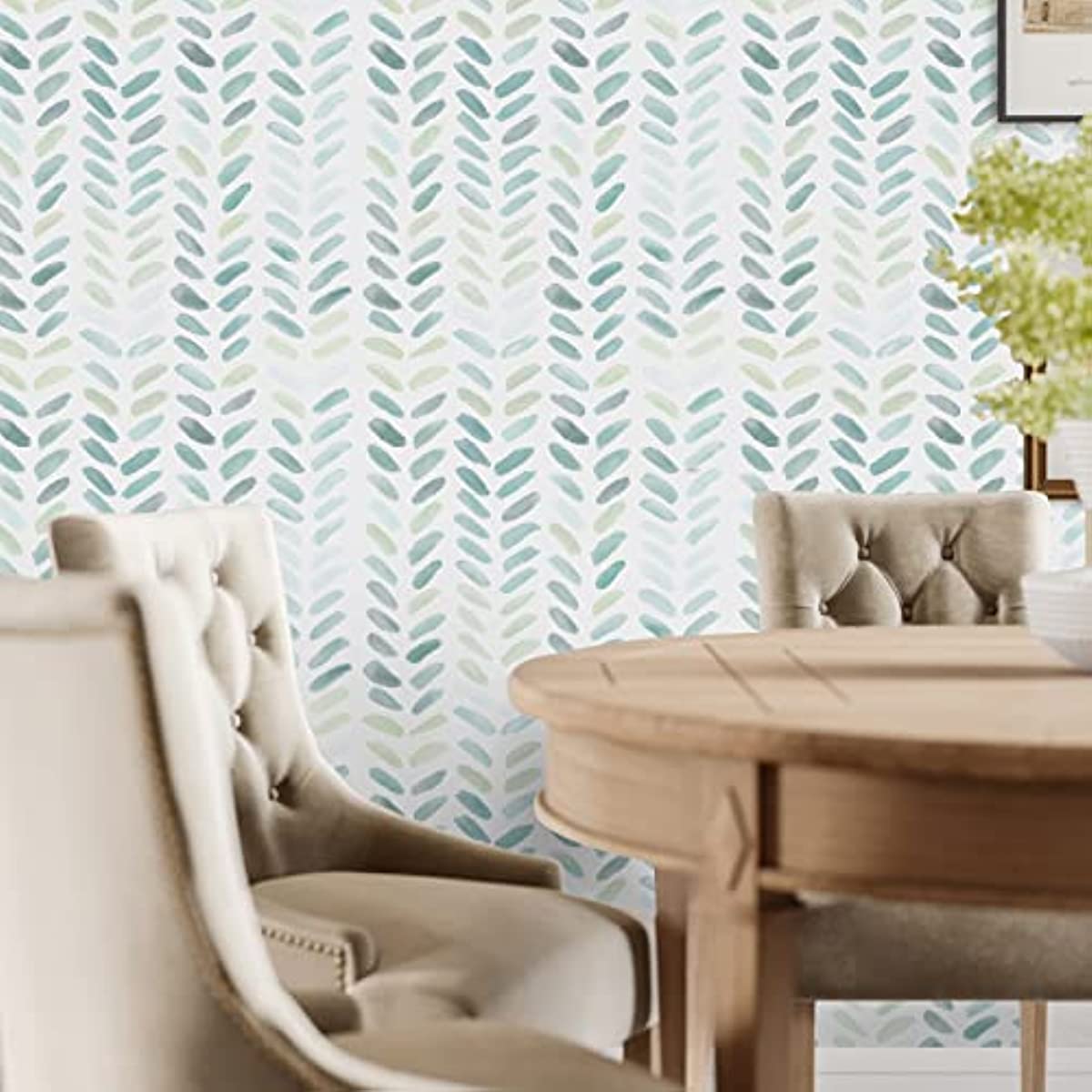 Verde e Branco Casca e Vara Papel de Parede Boho Contact Papel Folha Auto-Adesivo Removível Papel de Parede Herringbone
