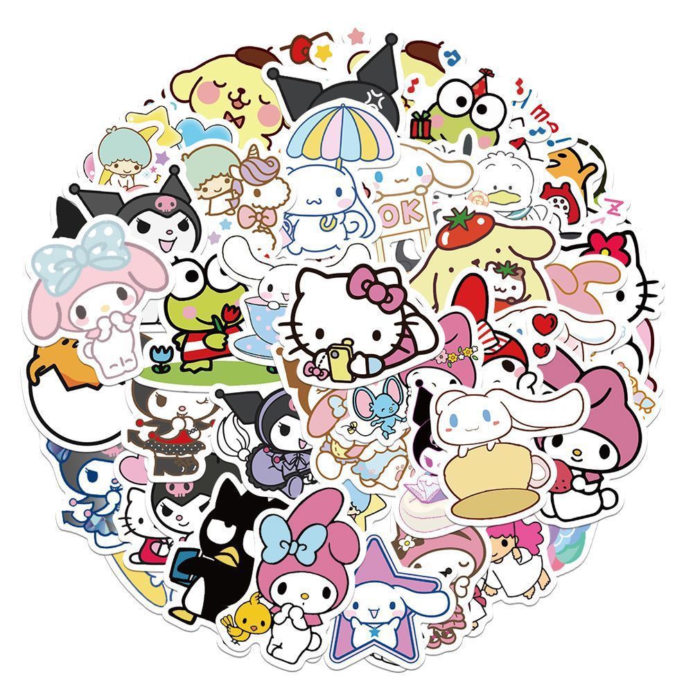 50 STKS Sanrio Serie Hello Kitty Kuromi Stickers Leuke multifunctionele stickers Waterdichte decoratieve koelkast Computerstickers