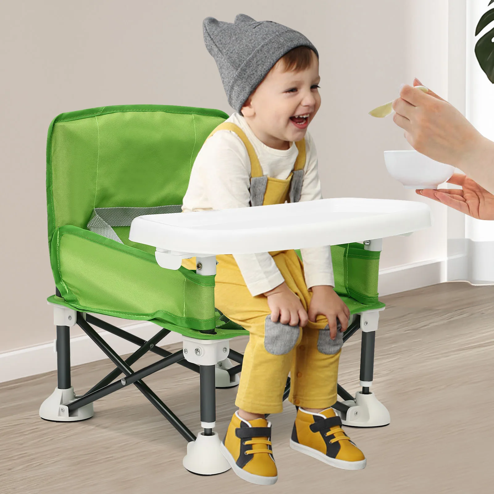 Tragbarer Hochstuhl für Kinder, Sitzerhöhung für Kinder mit erhöhter Tablettbezug und Netztasche, Baby-Sitzerhöhung für Babys ab 0–2 Jahren