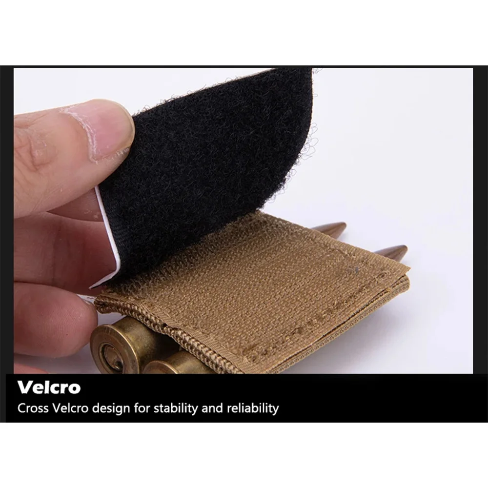 Tactical 2-Round Cartridge Holder Patch - Adhesive Hook Loop | Hunting Rifle M4 Shotgun Bullet holder
