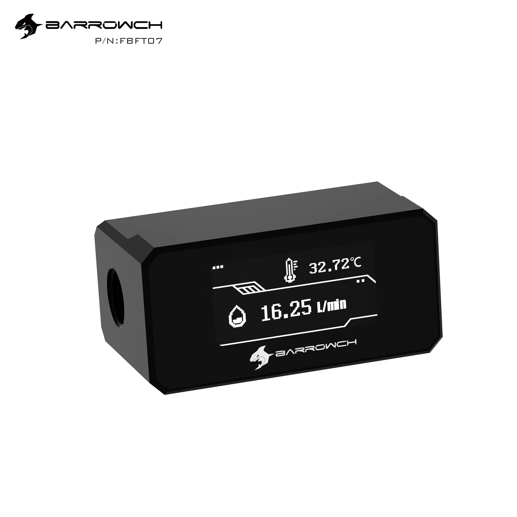 Barrowch Computer Digitalanzeige Wasserthermometer, Flüssigkeitsbau-Durchflussmesser-Systemmonitor, Hochtemperaturalarm-Wasserkühler