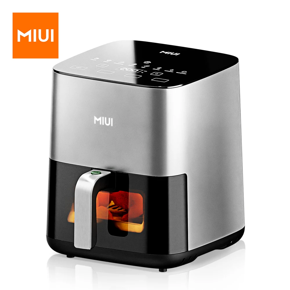 MIUI 5L Luftfritteuse, elektrischer Heißfritteuse-Ofen, ölfreier Herd mit Touch-Steuerung, antihaftbeschichteter Korb, sichtbares Fenster, Haushaltsgerät