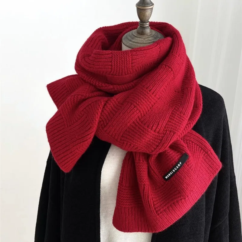 Bufanda versátil de Color sólido Simple coreano, bufanda de moda, chal de invierno para mujer, bufanda cálida de punto elegante 2024