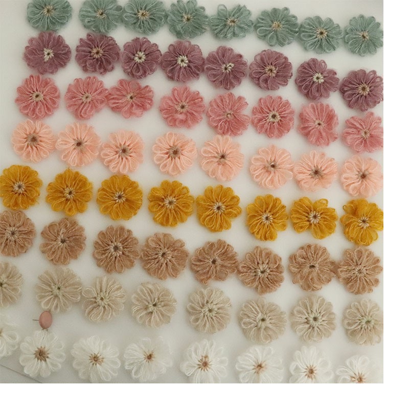 Artístico lã malha gancho brincos pingente Floral, Handmade acessórios do parafuso prisioneiro, DIY hairpin ornamentos, Pack flor, Pack flor, 10pcs