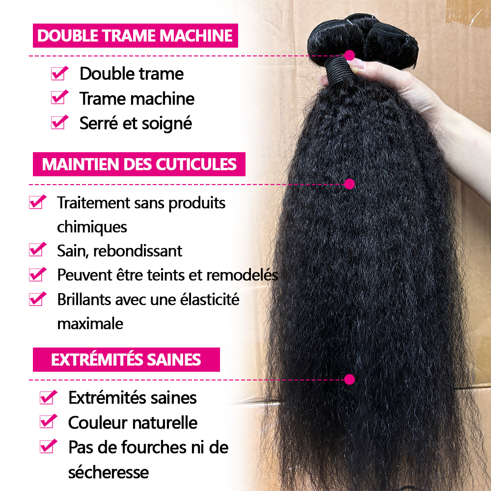 12A Kinky Straight Tissage Humain Haïr 20 22 24 Tissage Lot Brésilien Yaki Straight 100 Humain Hair Tissage Kinky Straight Meche Bresilienne Cheveux Humain Kinky Tissage Bouclé Cheveux Humain Livraison 3 Jours France