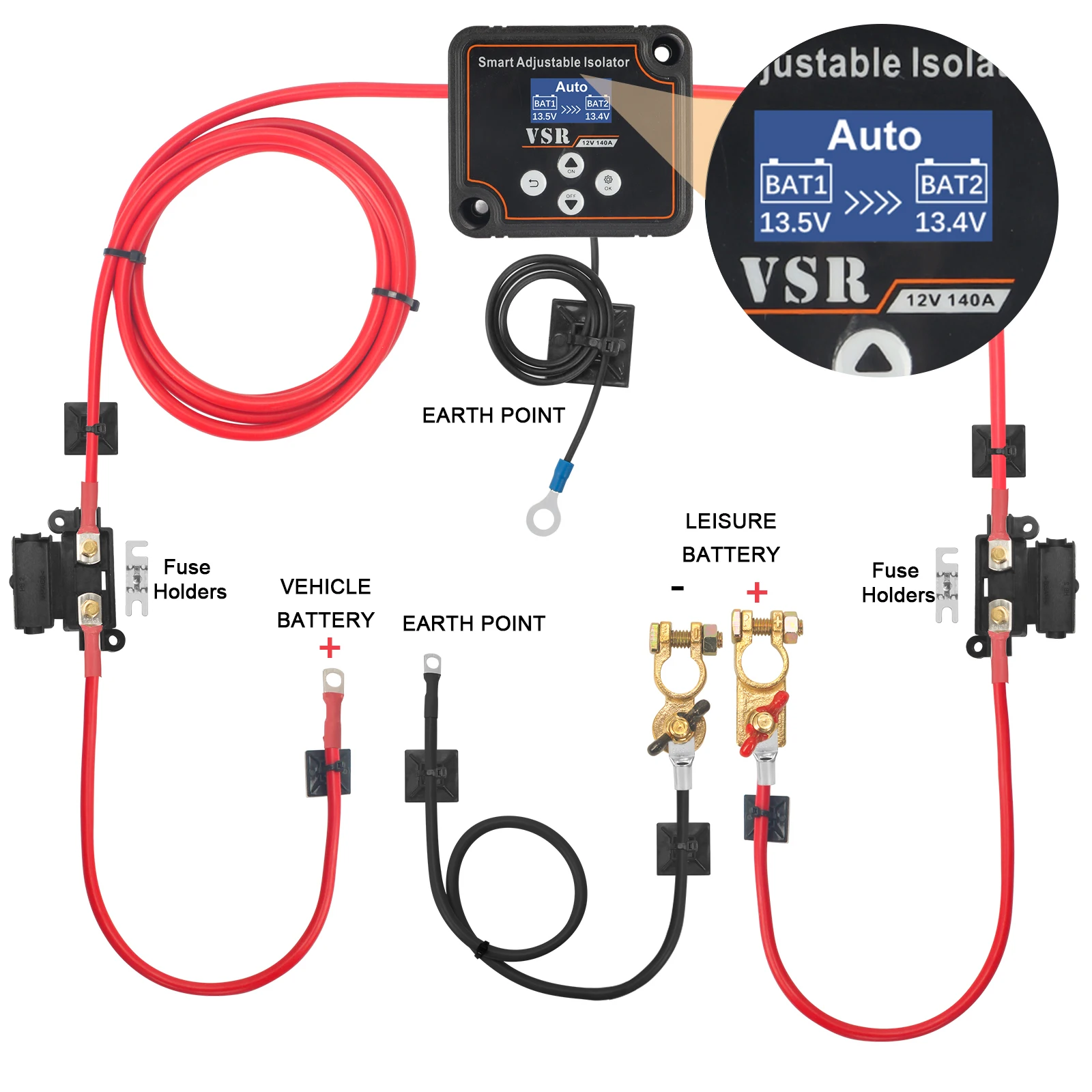 3/5/7m Verstelbare Spanning Dual Batterij Isolator 12V 140Amp VSR voor Lithium & Lood-zuur Batterij Auto Accessoires