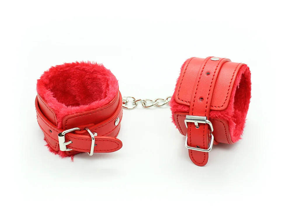 ขนแกะเรียงราย Pu หนัง Handcuffs ข้อเท้าโซ่สําหรับคอสเพลย์เครื่องแต่งกายอุปกรณ์เสริมผู้หญิงไม่ทําลาย Photo Props Stage Performance