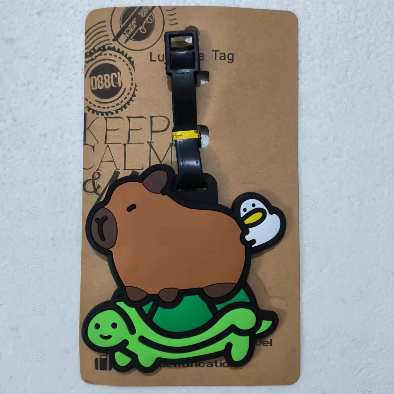 อุปกรณ์เสริมการเดินทางแท็กกระเป๋าการ์ตูน Capybara PVC กระเป๋าเดินทาง ID ผู้ถือที่อยู่ Baggage Boarding Tags แบบพกพาป้าย