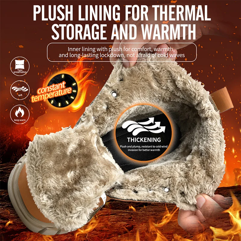 Botas de seguridad para el trabajo para hombre, zapatos con puntera de acero indestructible, impermeables, cálidos, a la moda, para invierno, 2024