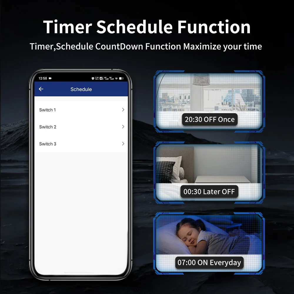 TNCE Tuya WiFi interruptor inteligente UE 1/2/3/4 Gang RF433 Panel de pared Interruptor táctil de luz funciona con Alexa Google Home Control de voz