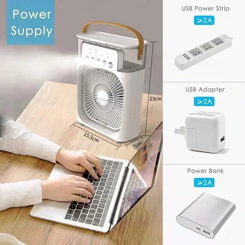 Nuevo ventilador 3 en 1, aire acondicionado, Mini enfriador de aire para el hogar, luz LED nocturna, humidificador portátil, ventilador de ajuste de aire, ventilador para oficina y hogar