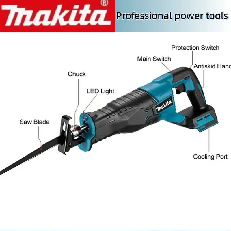 Makita 20V18V Battery Brushless Reciprocating Saw Reciprocating Saw Portable Cordless Power Tools With 4pcs Saw Blades