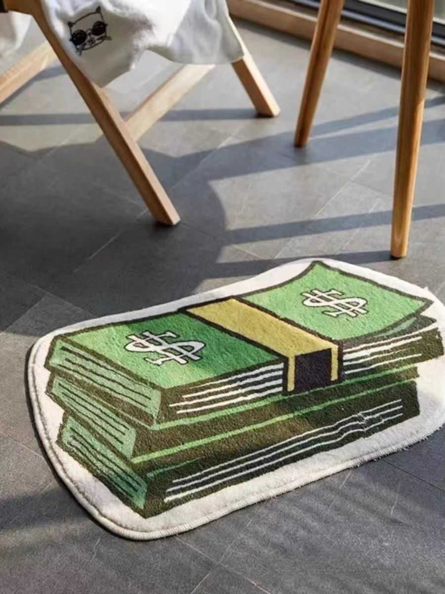 VIKAMA Funny Dollar Lettuce Carpet Bedroom Entryway Living Room Decorative Carpet Home Decorative Carpet