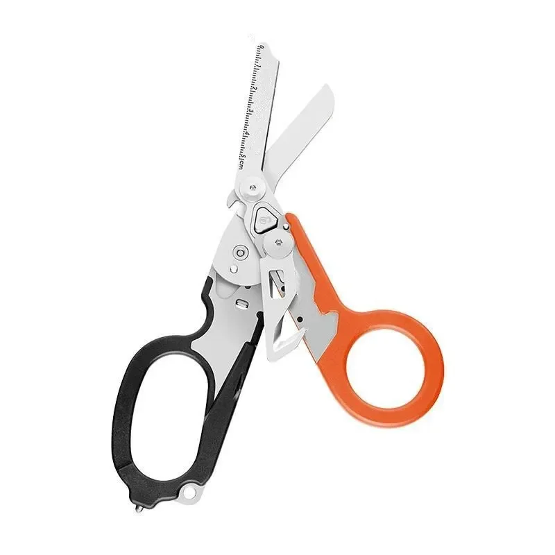 Tijeras plegables tácticas de primeros auxilios multifunción, herramienta de supervivencia al aire libre, combinación de tijeras tácticas de acero inoxidable