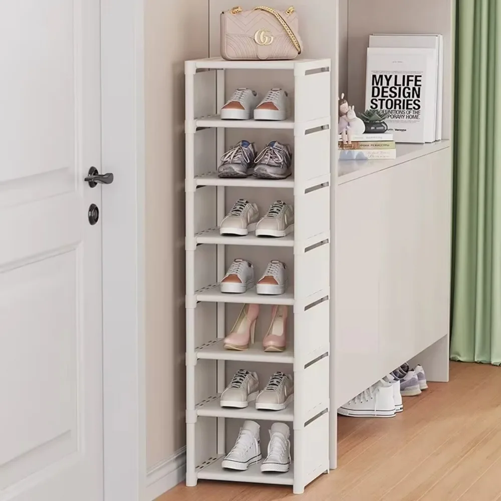 Adjustable Shoe Rack Multiple Layers Space-saving Dustproof 5/6/7/8 Stackable Sneaker Organizer Cabinet for Wall Corner