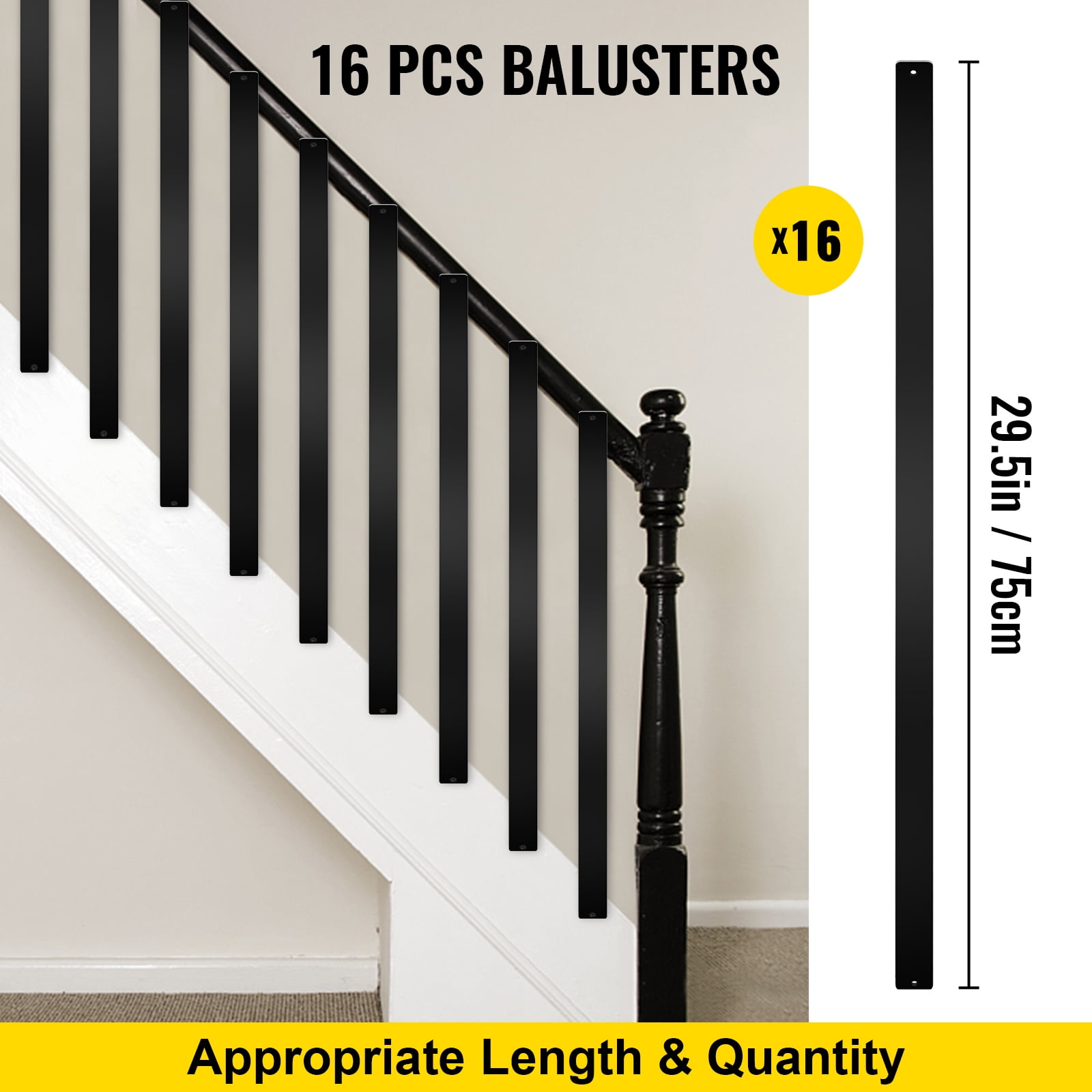 Deck Balusters, 16 Pack Metal Deck Spindles, 29.5"x1" Staircase Baluster with Screws, Aluminum Alloy Deck Railing