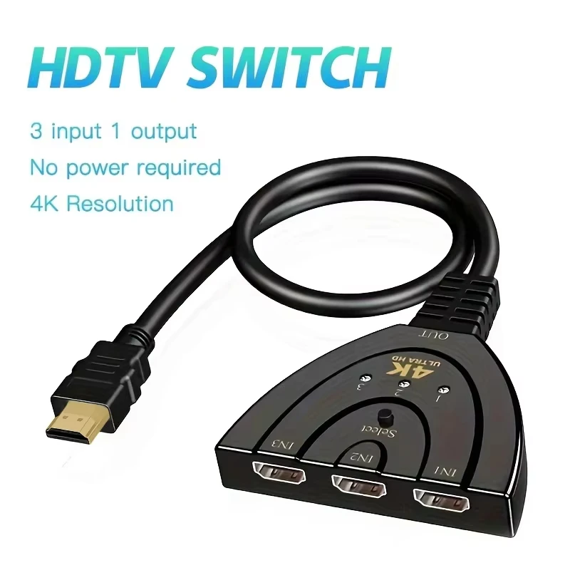 HDMI Switcher 3-in-1-out Integrated Switcher HD Monitor Divider Computer Screen Expander Port Distribution Line PS4 Game Console