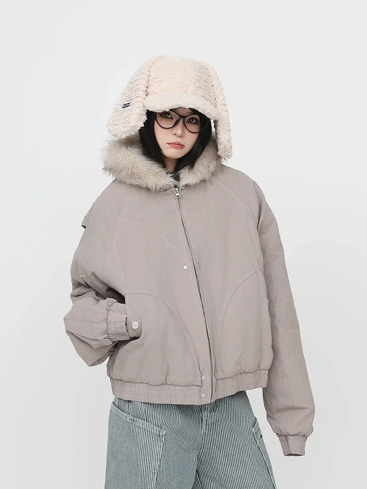 Parkas con capucha para mujer, abrigos más gruesos de terciopelo, ropa de calle informal holgada Retro americana cálida, ropa cómoda que combina con todo, Invierno