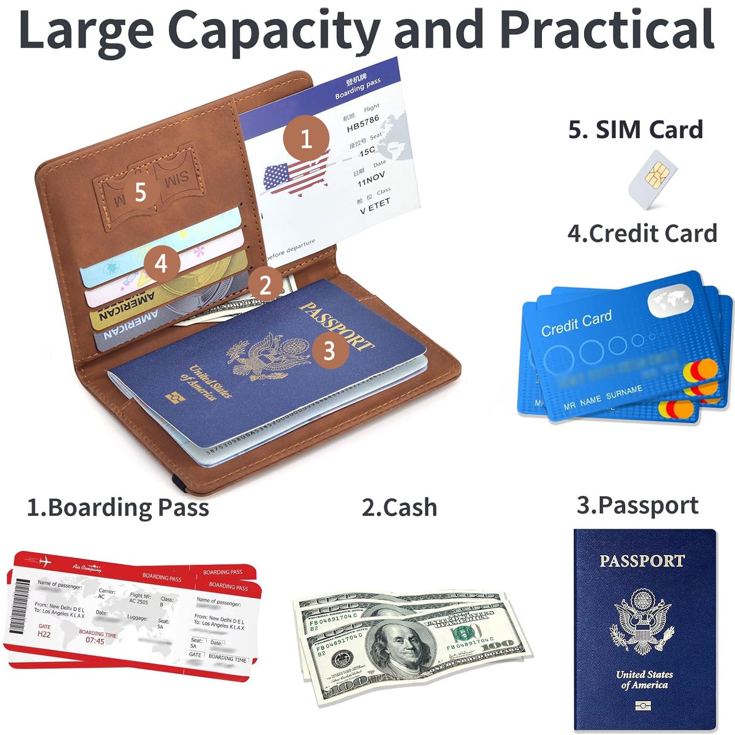 Porta-passaporte para viagens Essentials Capa carteira para passaporte para acessórios de viagem, porta-livros de passaporte para mulheres/homens