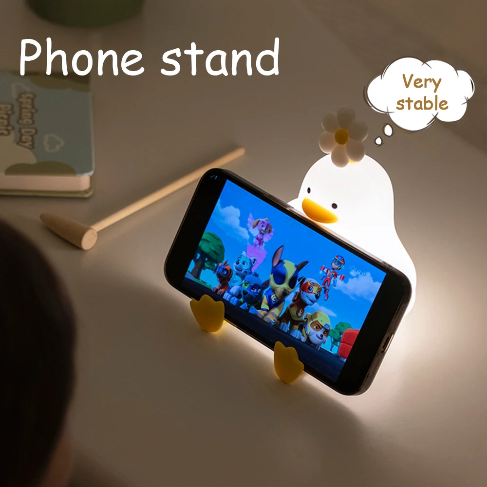 LED Cute Duck Night Lamp Touch Sensor Control Dimming Night Light Silicone Children Sleeping Nursery Lamp for Home Decor Light