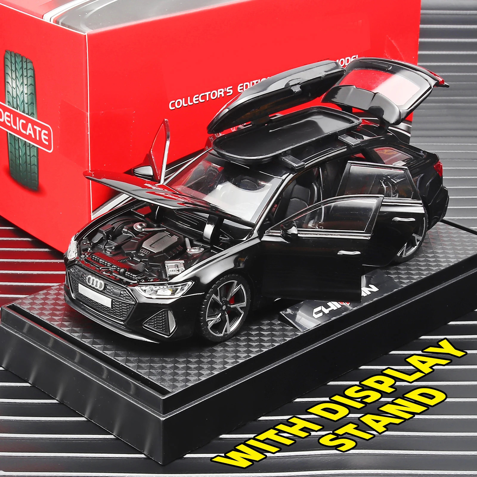 1/32 RS6 Speelgoedautomodel met Geluid Licht Deuren Geopend Legering Diecast Model Voertuig Collectie Speelgoed voor Jongen Volwassen Festival Gift 111