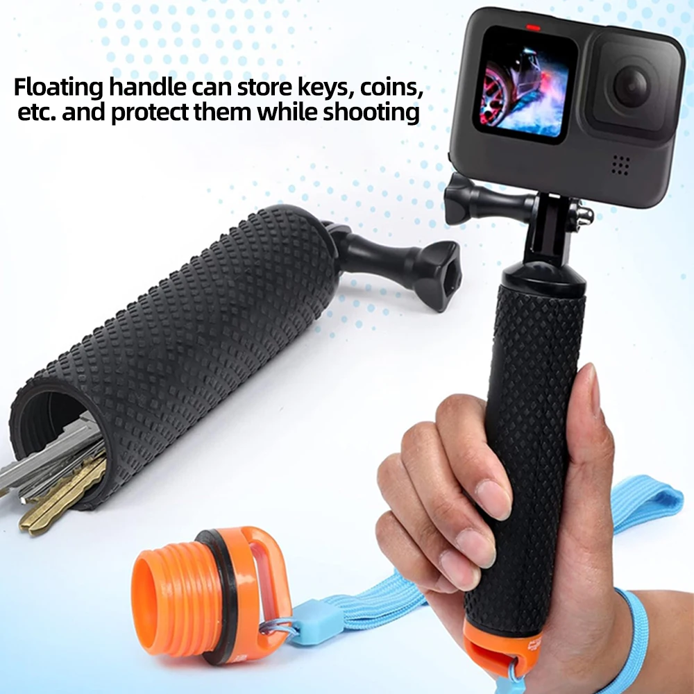 Floating Hand Grip Waterproof Handle Selfie Stick for GoPro Hero 13 12 11 10 9 8 7 5 Insta360 SJCAM AKASO DJI OSMO Action Camera
