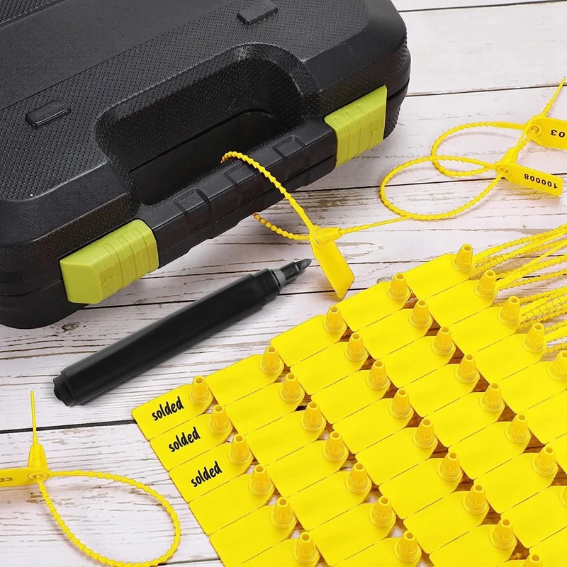 Sigilli antimanomissione in plastica da 1000 pezzi etichette per estintori etichette di sicurezza sigilli etichette per fascette numerate di sicurezza (giallo)