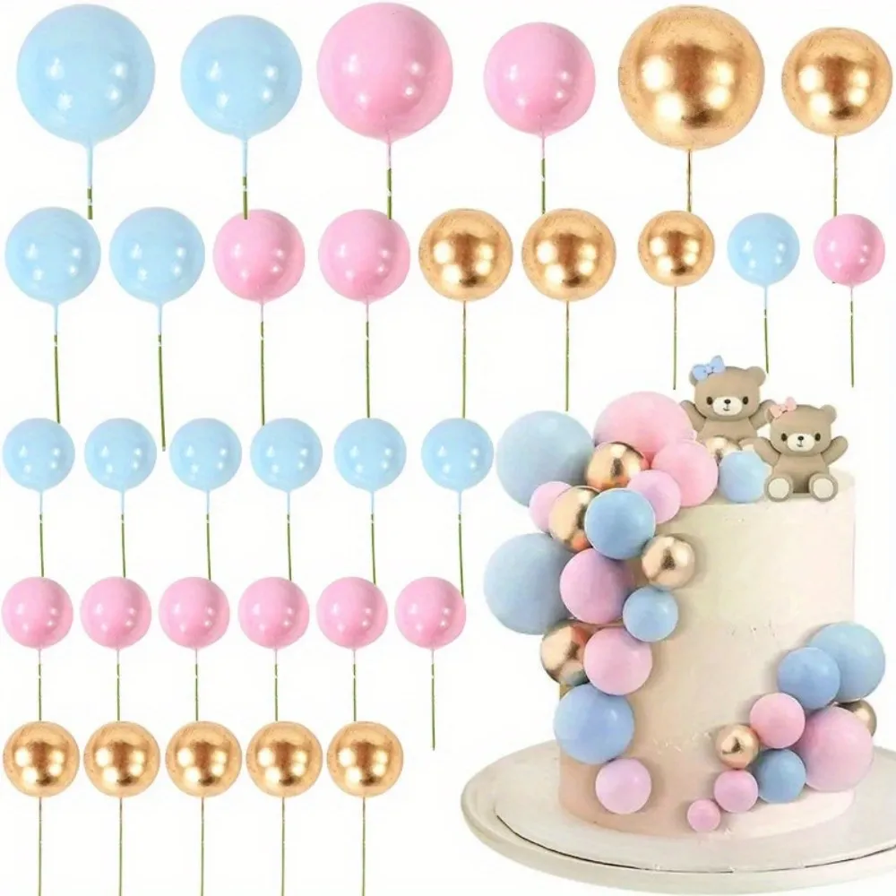 32 teile/satz kugelförmige Kuchen dekoration, rosa Gold perlen kugel, Kuchen back einsatz, geeignet für Geburtstags feier, Hochzeits dekoration