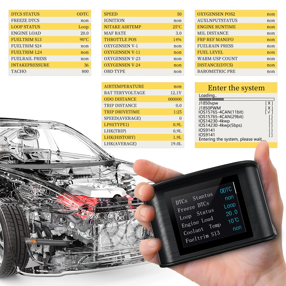 P10 Auto Digitale OBD2 Ingebouwde Diagnostische Head-up Display Rijcomputer Kilometerstand Snelheidsmeter Temperatuurmeter