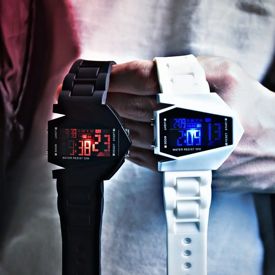 Reloj de avión multifunción para estudiantes de secundaria, reloj electrónico deportivo para niños y niñas de secundaria