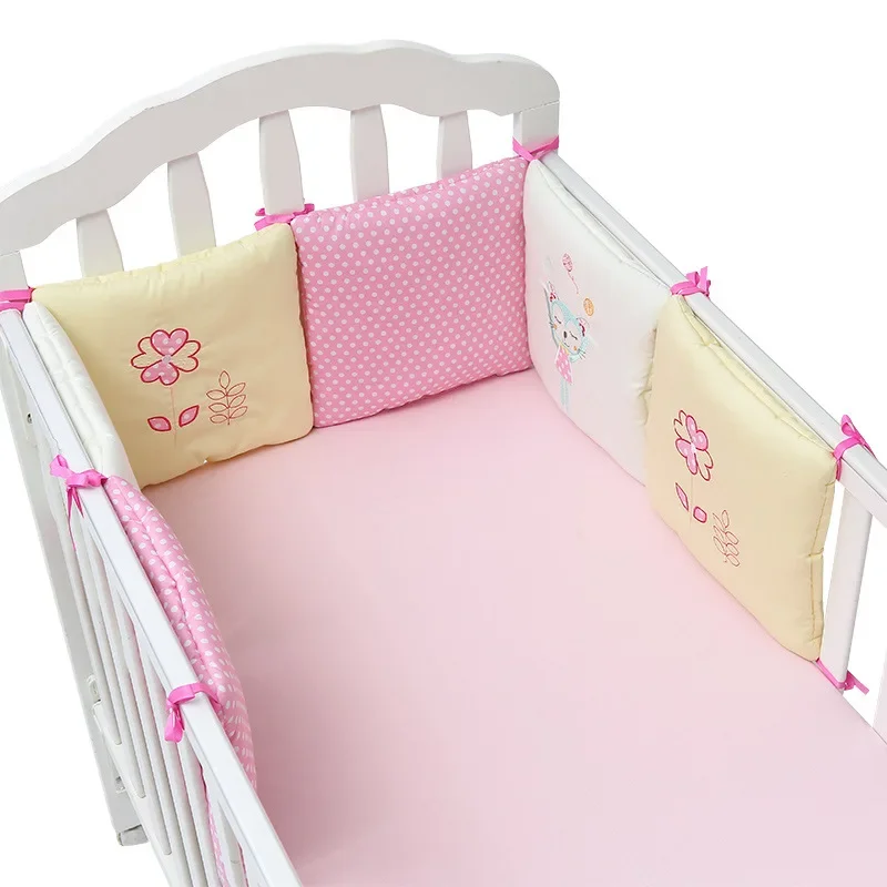 6 pçs/set protetor de cama do bebê berço amortecedor almofadas cama do bebê pára-choques crianças cama de segurança em torno de algodão mistura berço anti-colisão anti-queda