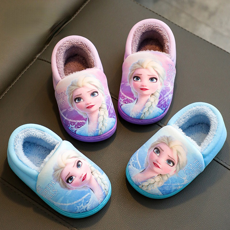 Disney Princess Sofia Elsa zimowe dziecięce kapcie z bawełny dziewczęce rodzic-dziecko śnieg antypoślizgowe ciepłe dziecięce kapcie rozmiar 24-39
