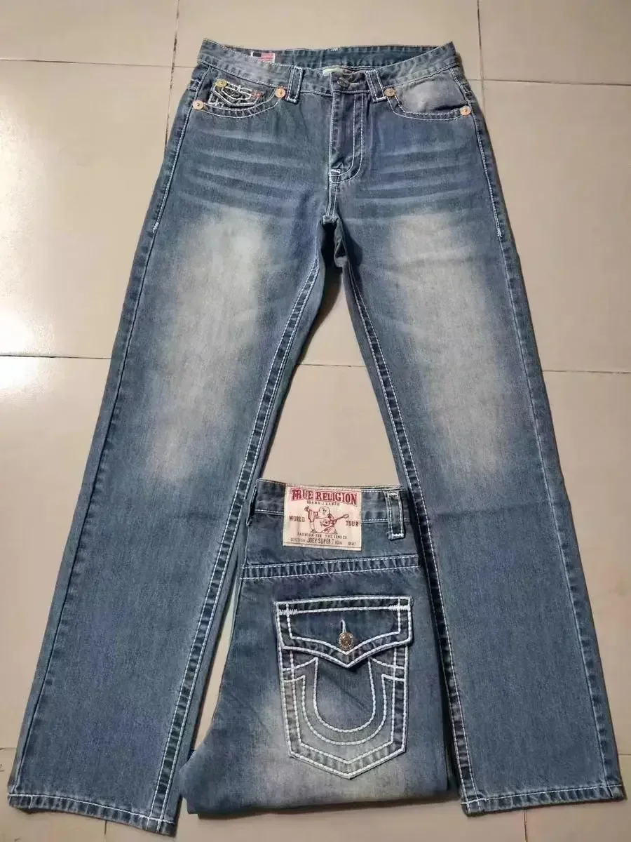 男性と女性のための青い刺繍のクロスパターンのジーンズ,原宿,カジュアル,ヒップホップ,y2k,アメリカン,レトロ,新しいスタイル