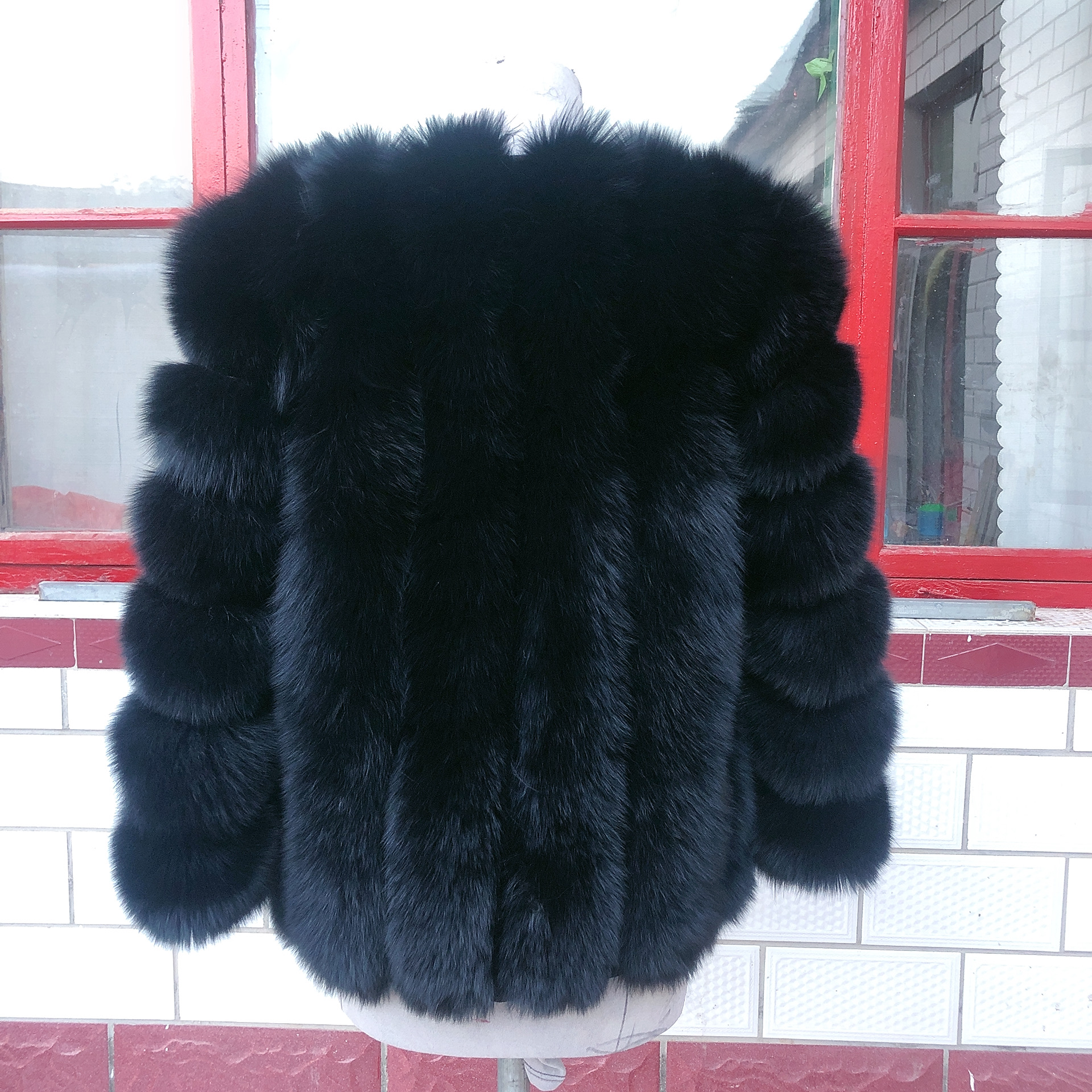 Natural Fur Coat for Women, Real Fox Fur Coat, Vertical Bar, High Quality, Winter, Luxury, New Style,Fox Fur Coat