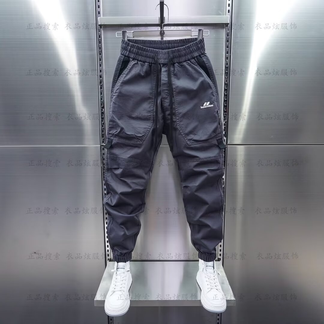 Calça cargo com vários bolsos, cor sólida, casual, harém, lápis, corrida ao ar livre, moletom, marca de luxo, roupas masculinas