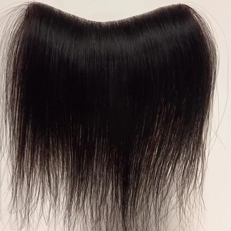 男性用V字型フロントヘアトーピー,100% 人間のレミーの髪,超薄型スキン,ストレート人工毛,16x1.5